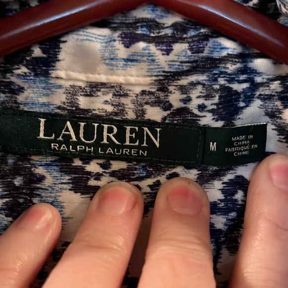 Women’s Long Sleeved Sleeved Button Down, Paisley Pattern, Blue, Black, White - Picture 4 of 6